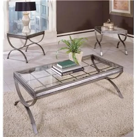 Metal & Glass Top 3 Pack Occasional Table